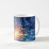 アメリカの祝祭。星と花火。 コーヒーマグカップ (正面右)