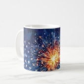 アメリカの祝祭。星と花火。 コーヒーマグカップ (正面左)
