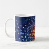 アメリカの祝祭。星と花火。 コーヒーマグカップ (左)