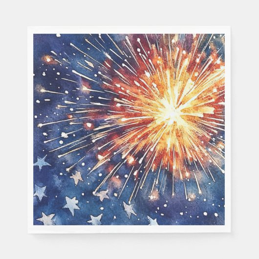アメリカの祝祭。星と花火。ナプキン スタンダードランチョンナプキン (正面)