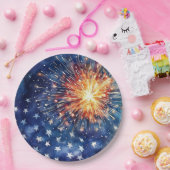 アメリカの祝祭。星と花火。 ペーパープレート (パーティー)