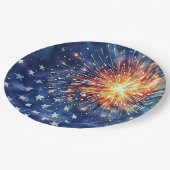 アメリカの祝祭。星と花火。 ペーパープレート (アングル)