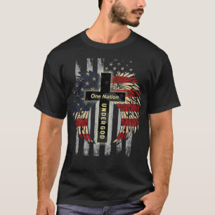 アメリカの神の下で愛国的なキリスト教一国家 Tシャツ