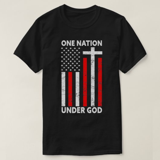 アメリカの神の信仰の下の一おもしろい国USA 4th Tシャツ (デザイン正面)