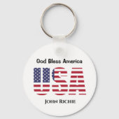 アメリカの神の祝福アメリカの両面ラウンドアルミニウム キーホルダー (正面)