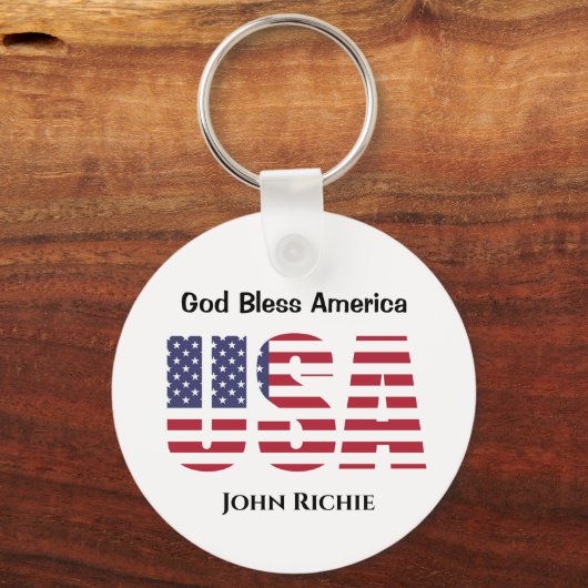 アメリカの神の祝福アメリカの両面ラウンドアルミニウム キーホルダー (正面)