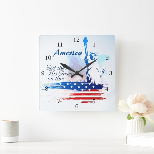 アメリカの神は愛国心が強いTheeの彼の優美を取除きました スクエア壁時計 (ホーム)
