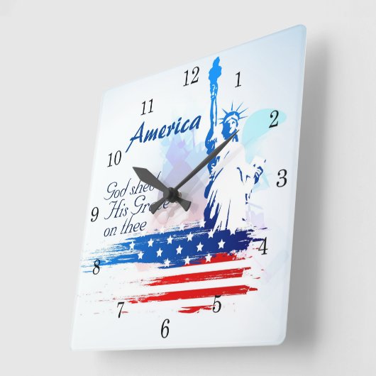 アメリカの神は愛国心が強いTheeの彼の優美を取除きました スクエア壁時計 (傾斜)