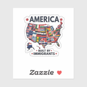 アメリカの移民によって建てられた愛国的なアメリカ人 シール