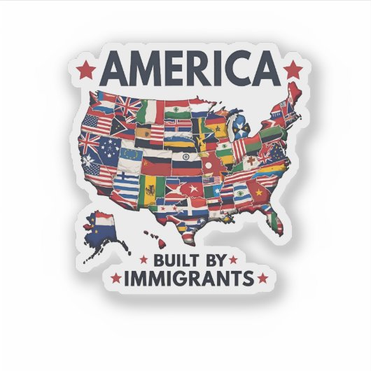 アメリカの移民によって建てられた愛国的なアメリカ人 シール (正面)