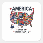アメリカの移民によって建てられた愛国的なアメリカ人 スクエアシール (正面)