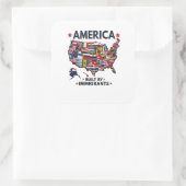 アメリカの移民によって建てられた愛国的なアメリカ人 スクエアシール (バッグ)