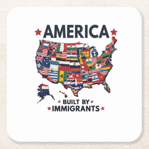 アメリカの移民によって建てられた愛国的なアメリカ人 スクエアペーパーコースター