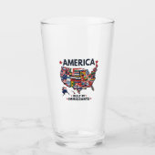 アメリカの移民によって建てられた愛国的なアメリカ人 タンブラーグラス (正面)