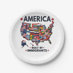 アメリカの移民によって建てられた愛国的なアメリカ人 ペーパープレート