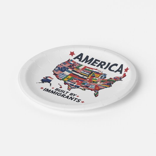 アメリカの移民によって建てられた愛国的なアメリカ人 ペーパープレート (アングル)