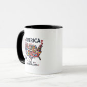 アメリカの移民によって建てられた愛国的なアメリカ人 マグカップ (正面左)