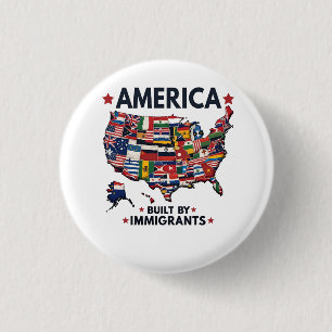 アメリカの移民によって建てられた愛国的なアメリカ人 缶バッジ
