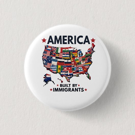 アメリカの移民によって建てられた愛国的なアメリカ人 缶バッジ (正面)