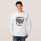 アメリカの移民によって建てられた愛国的なアメリカ人 Tシャツ (正面フル)