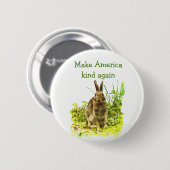 アメリカの種類のかわいいバニーウサギボタンを再度作って下さい 缶バッジ (正面&裏面)