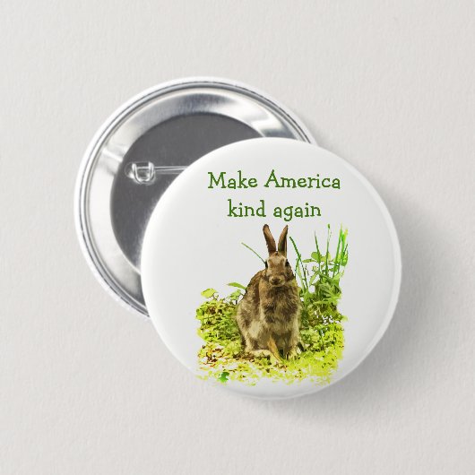 アメリカの種類のかわいいバニーウサギボタンを再度作って下さい 缶バッジ (正面&裏面)