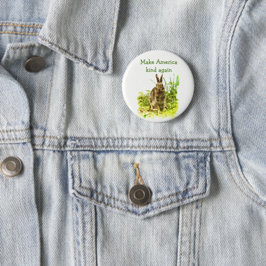 アメリカの種類のかわいいバニーウサギボタンを再度作って下さい 缶バッジ (インサイチュ)