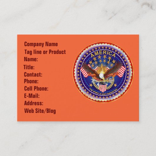 アメリカの精神の名刺Horz.Pleaseはノートを見ます 名刺 (正面)