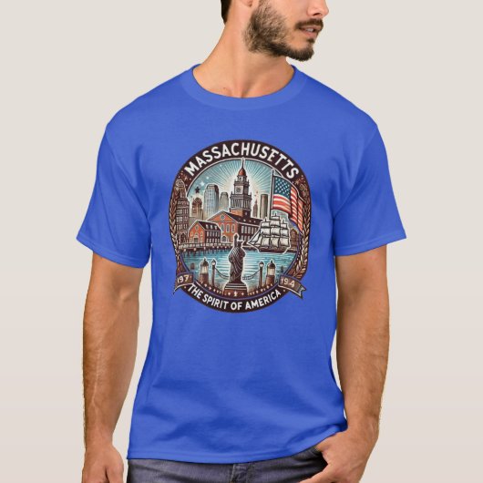 アメリカの精神を体現するマサチューセッツ州 Tシャツ (正面)