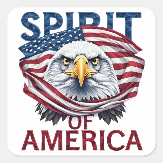 アメリカの精神 アメリカ国旗 愛国心 スクエアシール (正面)