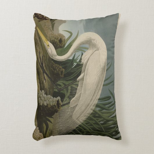 アメリカの素晴らしオードボンバード、ホワイトヘロン、エグレト アクセントクッション (正面(垂直))