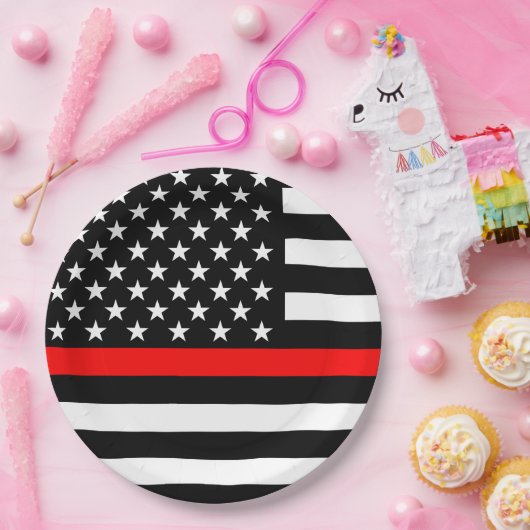 アメリカの細い赤線の記号 ペーパープレート (パーティー)