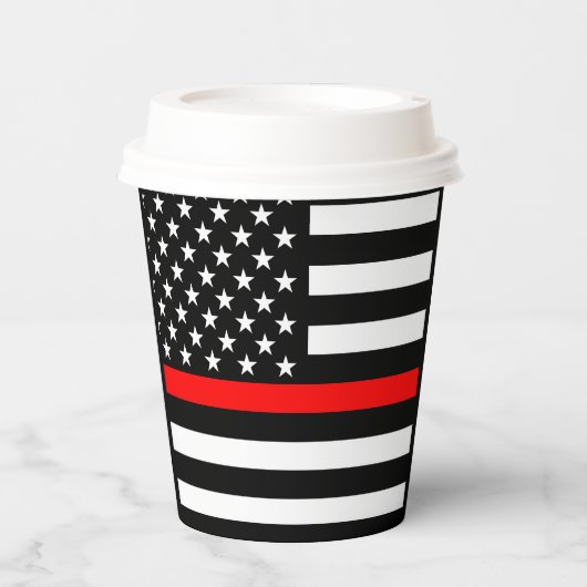 アメリカの細い赤線グラフィックデコール 紙コップ (正面)