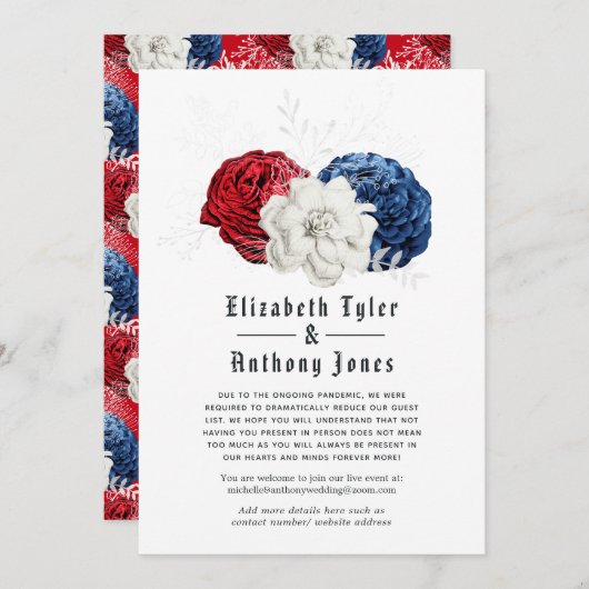 アメリカの結婚式 参列者を限定した結婚式 案内状 (正面/裏面)