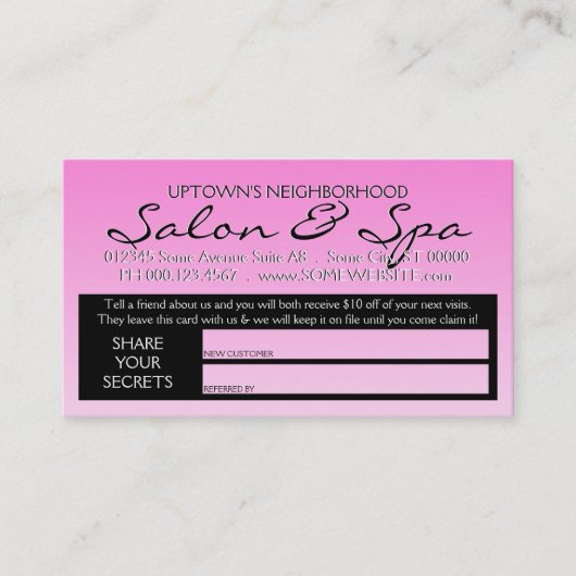 アメリカの美しいの秘密は友人を参照する 紹介カード (正面)