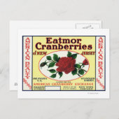 アメリカの美しいアイアトモールクランベリーブランドラベル ポストカード (正面/裏面)