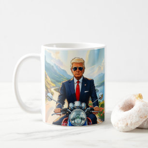 アメリカの美しい山々でトランプ乗用バイク コーヒーマグカップ