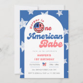 アメリカの美女 4th of July 誕生日最初の女の子 招待状 (正面)