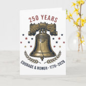 アメリカの自由とリバティの鐘 250年の勇気と名誉 カード (黄色い花)