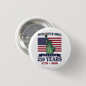 アメリカの自由の女神像 250 周年 1776-2026 缶バッジ (正面&裏面)