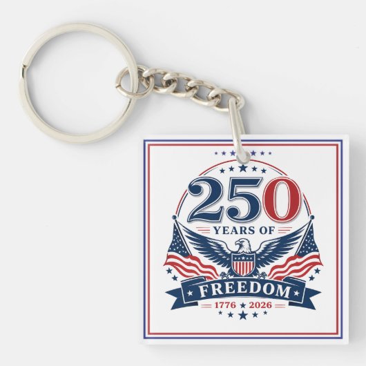 アメリカの自由250周年記念愛国的なワシのデザイン キーホルダー (正面)