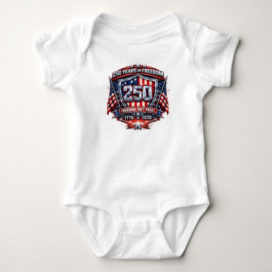 アメリカの自由250周年記念Tシャツ - アメリカを偉大に保とう ベビーボディスーツ (正面)