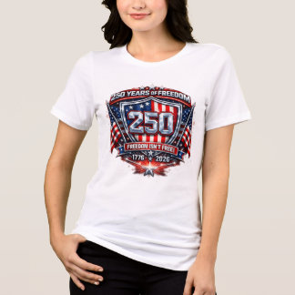 アメリカの自由250周年記念Tシャツ 女性用 アメリカを守ろう トライブレンドTシャツ