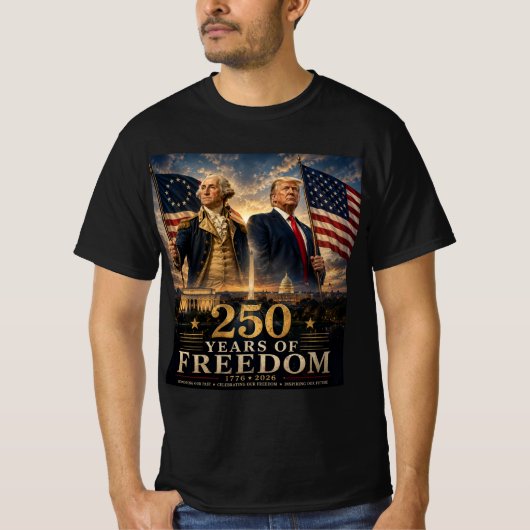 アメリカの自由250周年 WASHINGTON & TRUMP Tシャツ (正面)
