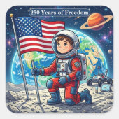 アメリカの自由250年記念フラグ宇宙飛行士の星 スクエアシール (正面)