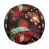 アメリカの花火付き国旗 野球ボール (正面)