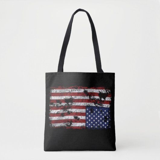 アメリカの苦悩 – 上下反転の旗 トートバッグ (正面)