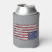 アメリカの苦悩 – 上下反転の旗 缶クーラー (缶正面)