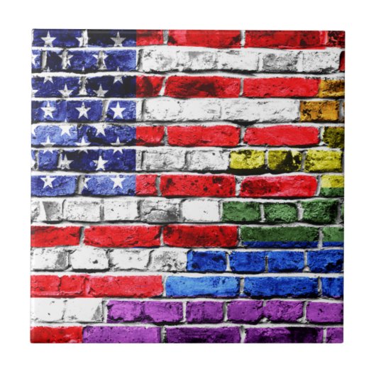 アメリカの虹の旗 タイル (正面)