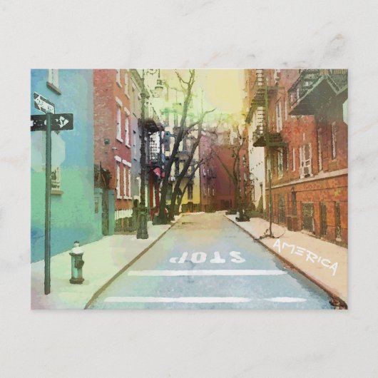 アメリカの裏通りシーンアーバンアポップ・アートのートはがき ポストカード (正面)